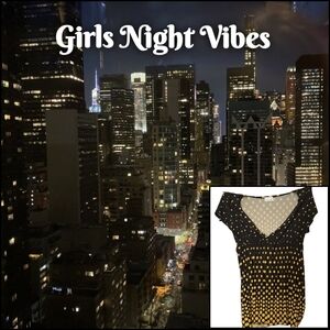 Girls Night Vibes: Polka Dot Designed V Neck Blouse